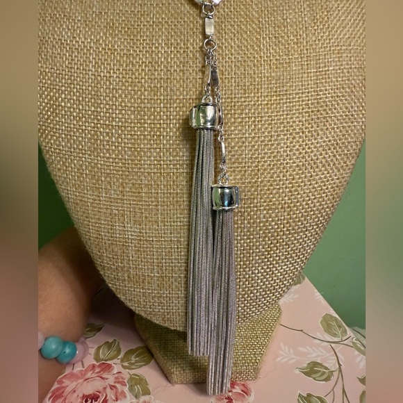 Elegant Silver Tassel Necklace - Picture 3 of 5